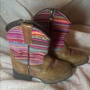 Ariat Kids Boots with Brown and Pink Stripes